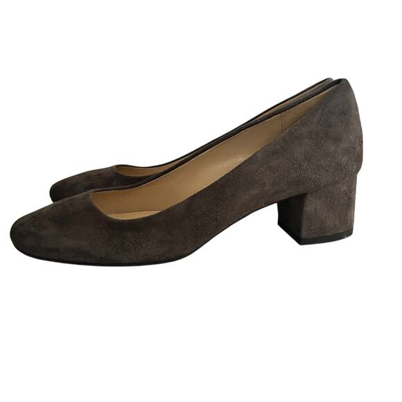 NEW The SELLER Block Heel Pump •37.5/. 7• Brown Suede Round Toe Heel Shoes ITALY - Picture 4 of 9